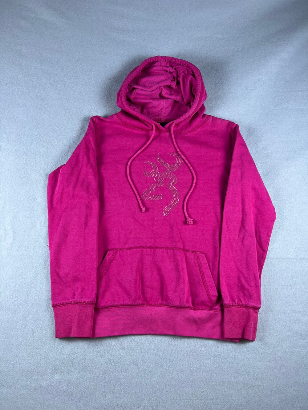 Browning Hoodie Womans Small Pink Embroidered Dimonds Sweatshirt Outdoors Y2k